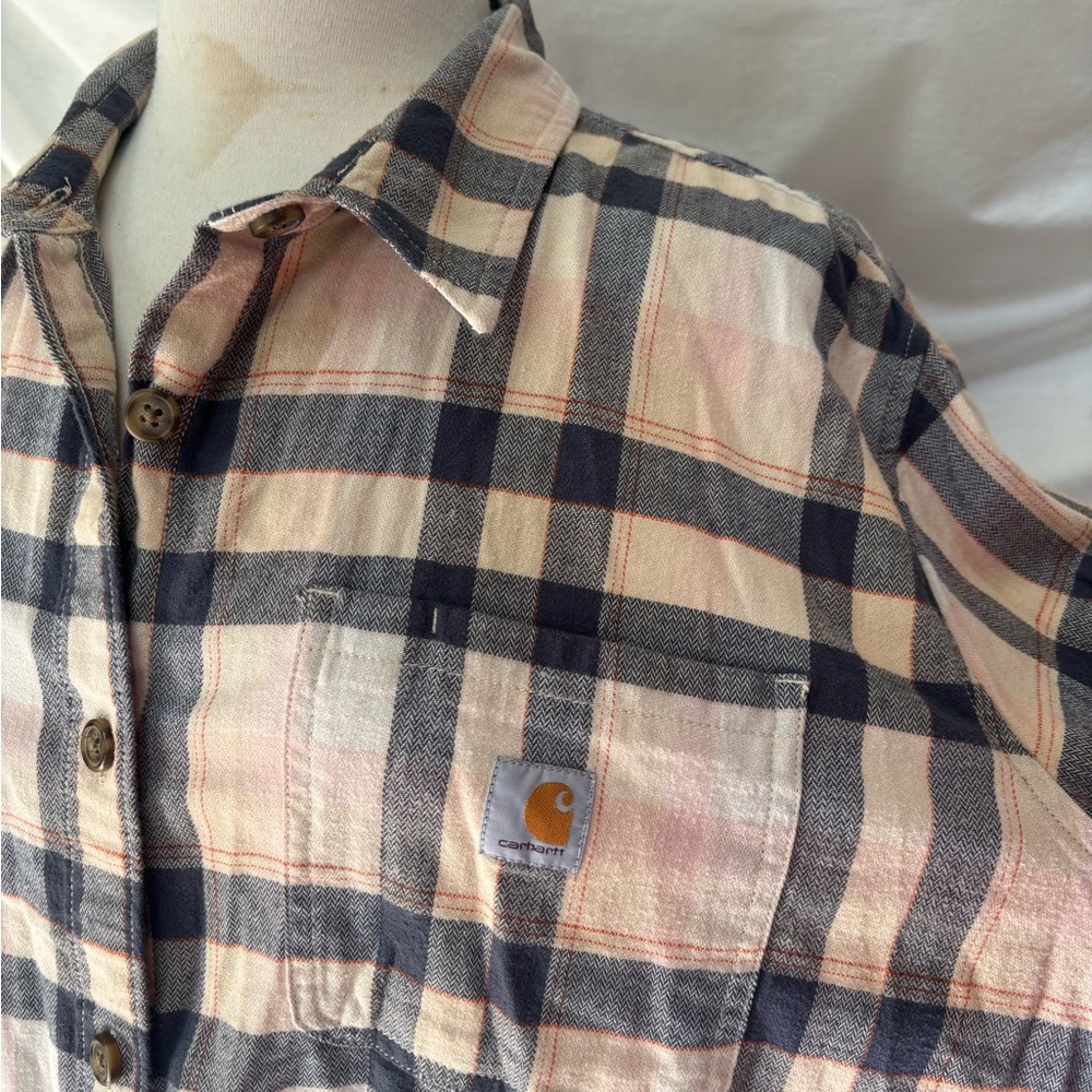 Carhartt Rugged Flex Plaid Flannel Button Up Shirt 3X plus women’s - Picture 2 of 5